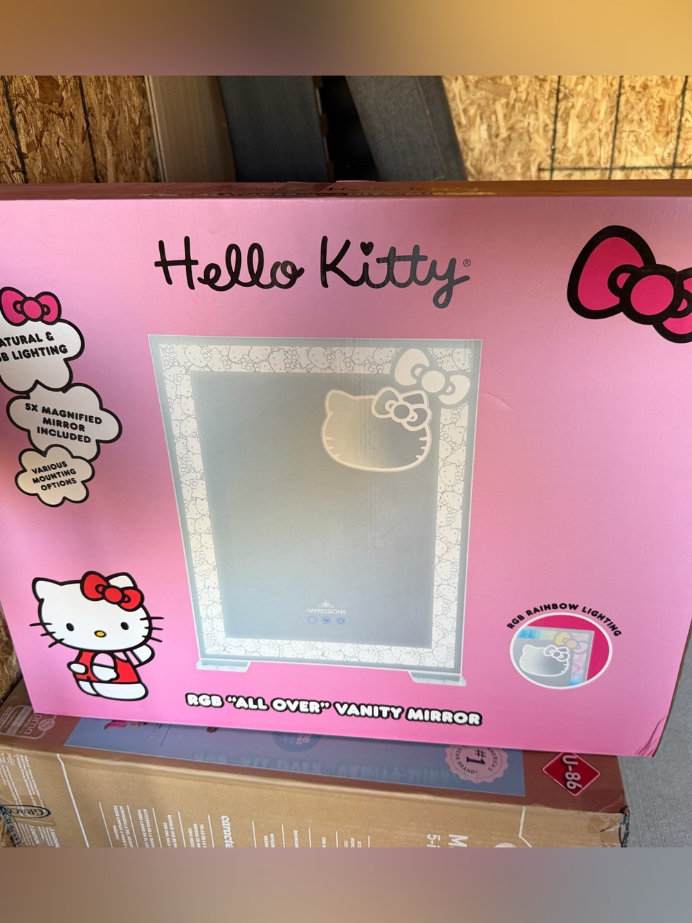 Hello Kitty Pink LED Vanity Mirror with RGB Lighting